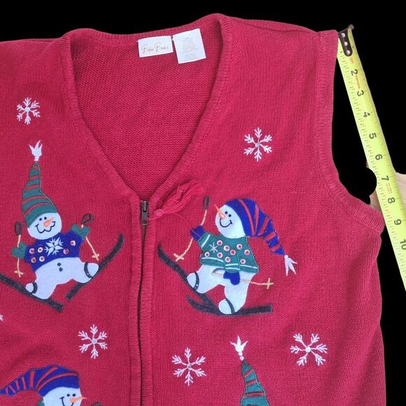 Vintage Bobbie Brooks Christmas Sweater Vest Skiing Snowmen Women's size XL - Picture 16 of 16